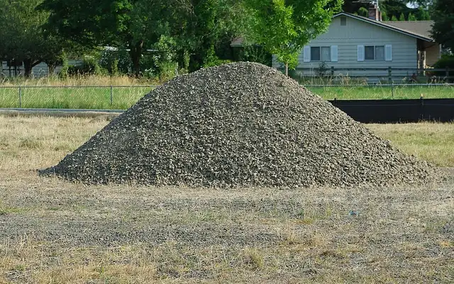 Pile of gravel on a residential lot
